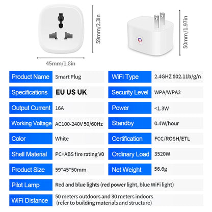 Smart Plug 16A EU US UK Plug Energy Monitor