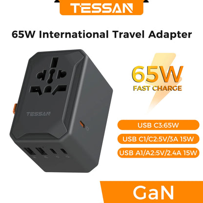 Reiseadapter mit USB Typ C Stecker EU/UK/US/AUS
